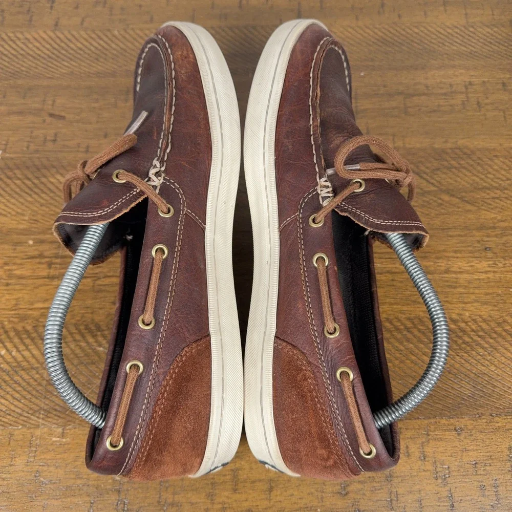 Cole Haan Boat Shoes Mens 9.5M Brown Nantucket Leather‎ Lace Up Casual Loafer